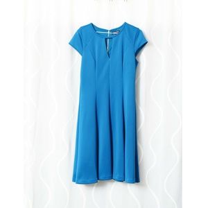 NEW ROZ & ALI Teal Keyhole Fit & Flare Skater Dress | Size S